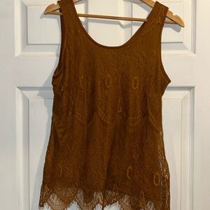 Maurices Brown Lace Embellished Tank Top